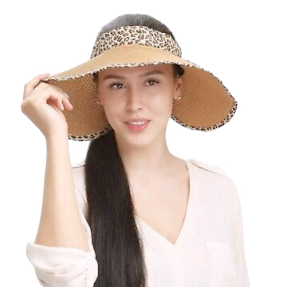 Leopard Sun Visor Wide Brim Floppy Hat